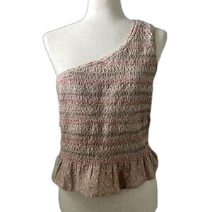 New!! American Eagle One Shoulder Smocked Muted Floral‎ Tube Top Size Large